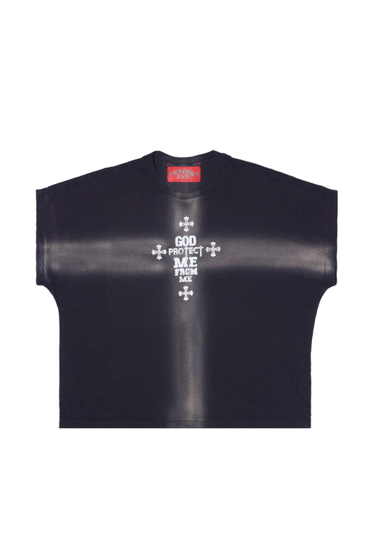 "CROSS DYE" RHINESTONE TEE