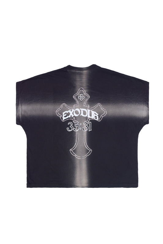 "CROSS DYE" RHINESTONE TEE