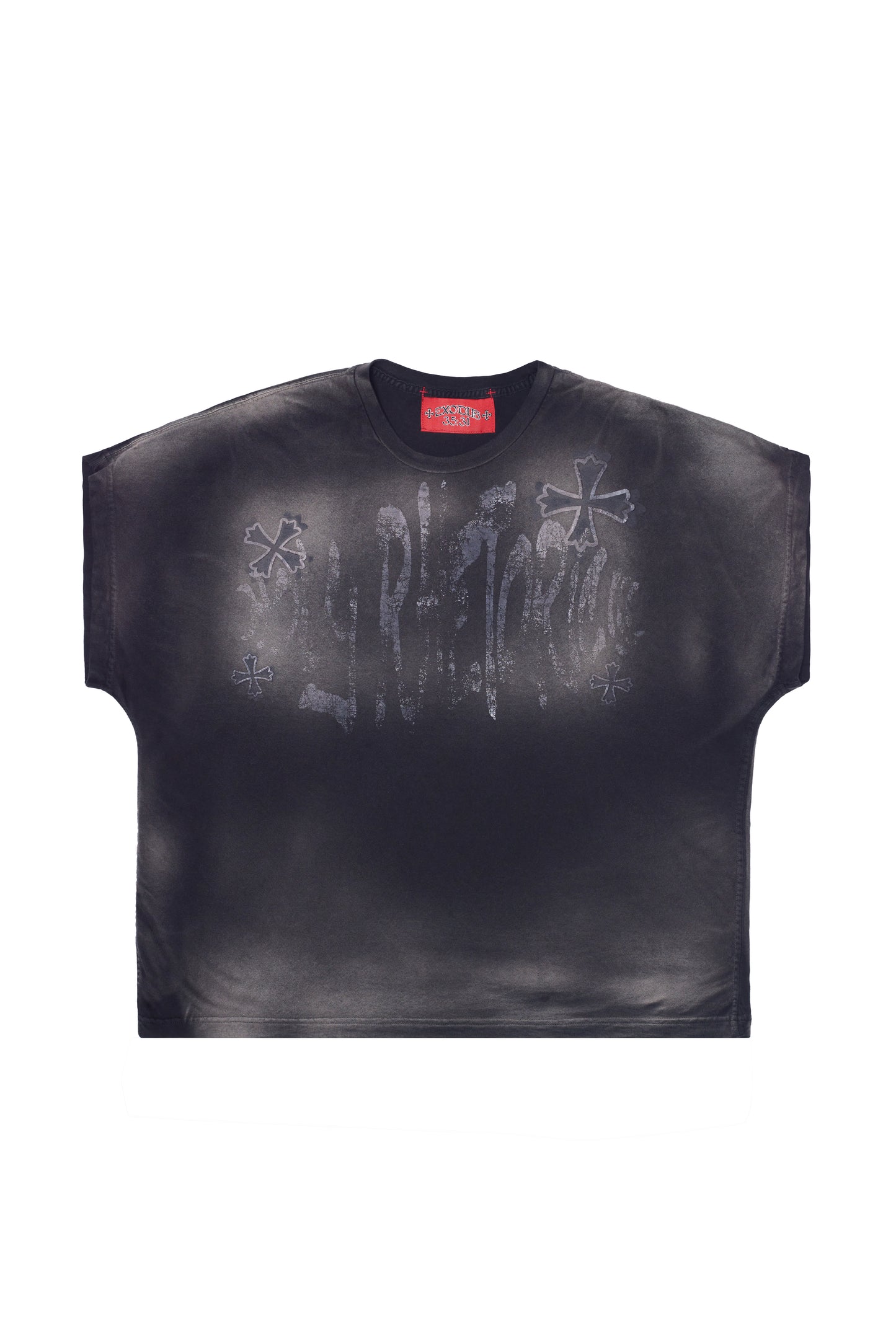 "HOLY RHETORIC" RHINESTONE TEE