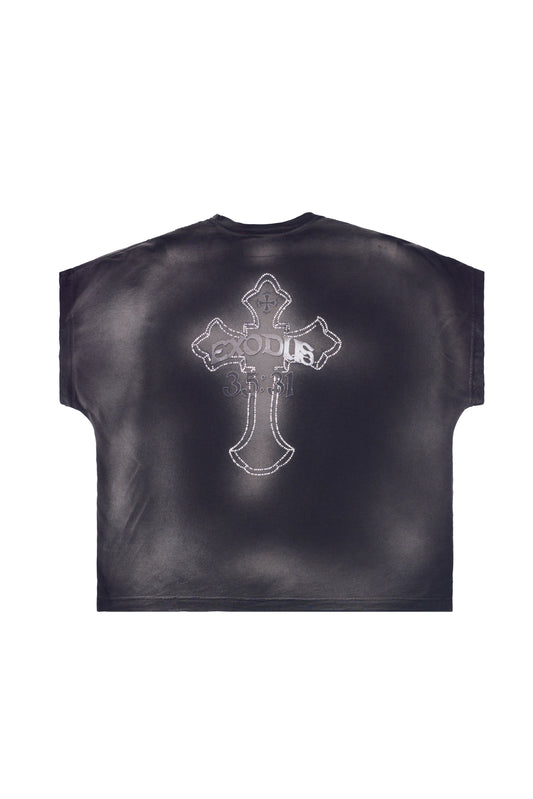 "HOLY RHETORIC" RHINESTONE TEE