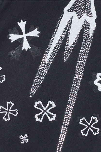 "CROSS DYE" RHINESTONE LONG SLEEVE