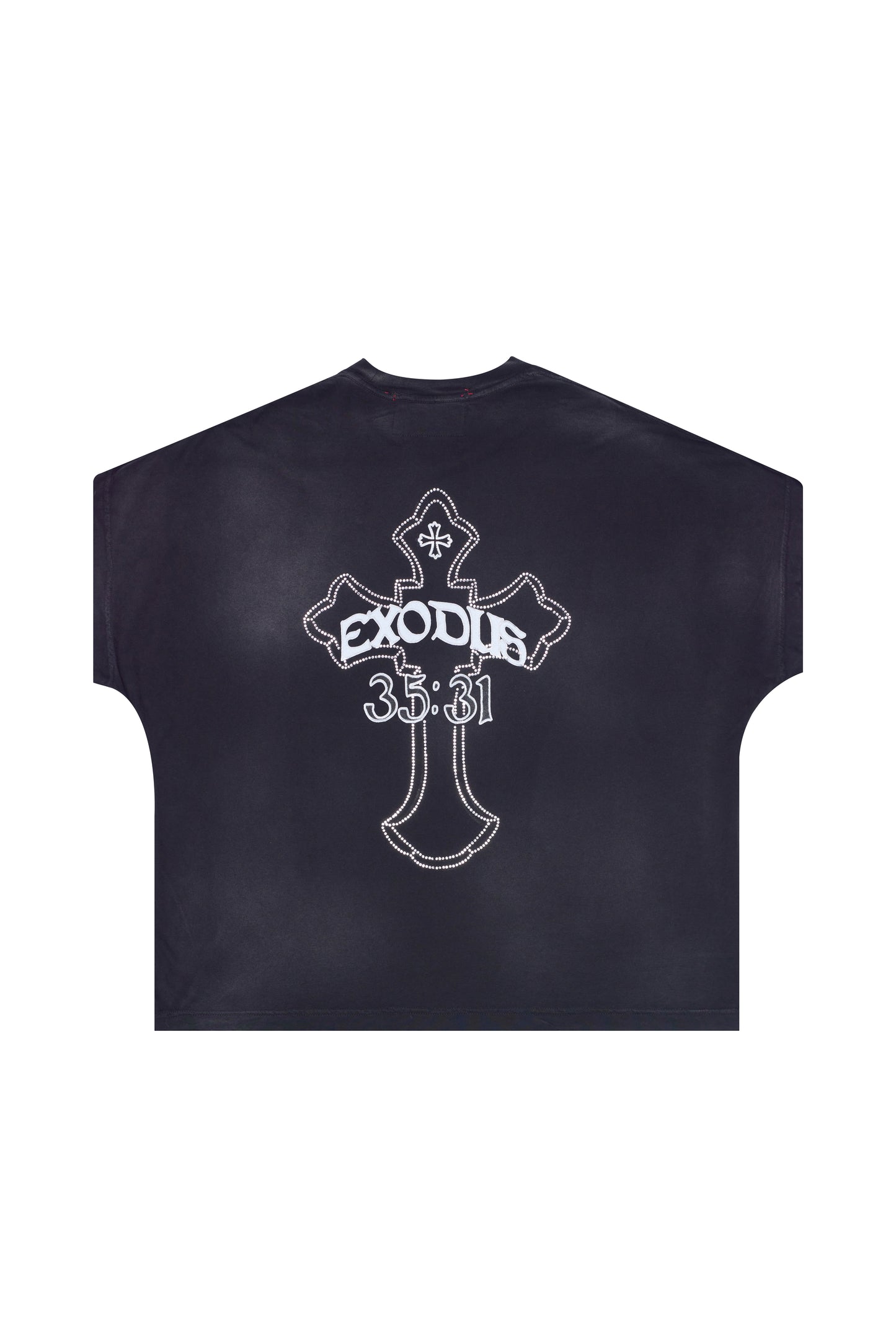 "MELTING CROSS" RHINESTONE TEE