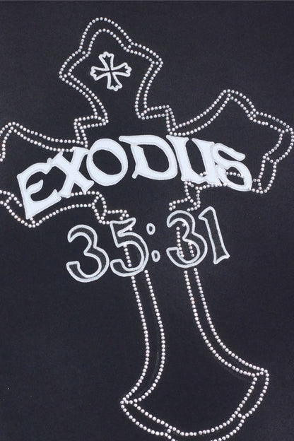 "MELTING CROSS" RHINESTONE TEE