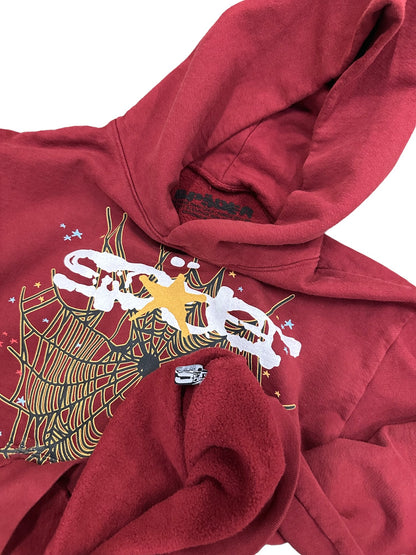 Sp5der Logo Hoodie Maroon