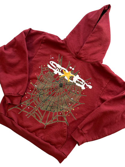 Sp5der Logo Hoodie Maroon