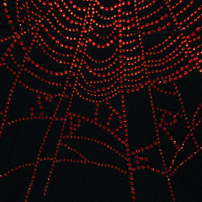 SPIDER OG BLACK WEB HOODIE rhinestones