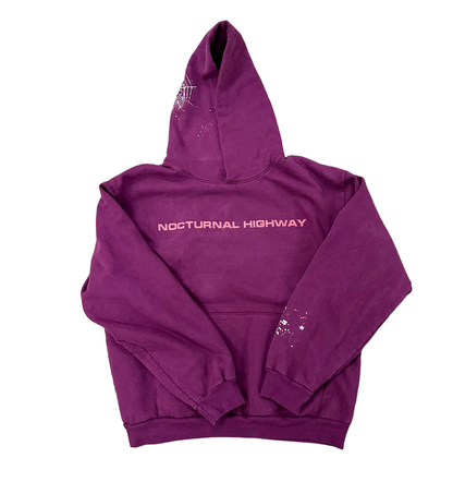 Sp5der Nocturnal Highway Hoodie Dark Purple