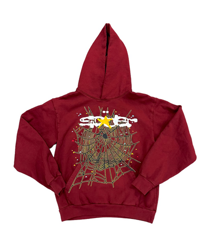 Sp5der Logo Hoodie Maroon